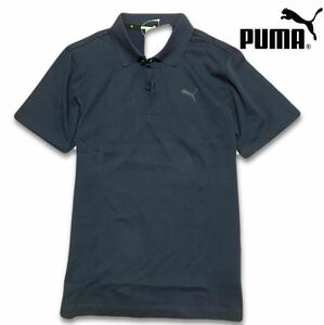 新品【メンズL】紺ネイビー プーマゴルフ PUMA コットン ポロシャツ　半袖 ゴルフ グレー　タグ付き