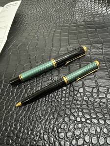ペリカン 緑縞 M　M800? #800（メーカーでオーバーホール後未使用） と K800?　万年筆とボールペンのセット