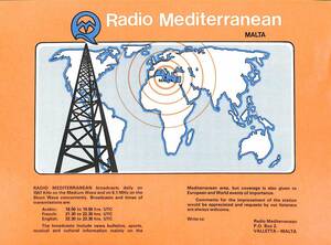 BCL★入手困難★希少ベリカード★ラジオ・地中海★マルタ★Radio Mediterranean★1985年