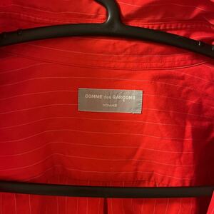 コムデェギャルソン　オム　レッドストライプ　コットン100% ラージ襟袖擦れ無し　送料無料ヴィンテージ　お値打ち品　ビンテージ1990年製