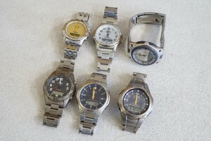 F1174 CASIO/カシオ クォーツ デジタル メンズ 腕時計 6点セット アクセサリー 大量 まとめて おまとめ まとめ売り 不動品
