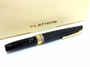 1円 ■極美品■ PLATINUM プラチナ ペン先 22K 22金 万年筆 筆記用具 文房具 ステーショナリー レディース メンズ ブラック系 BJ2371