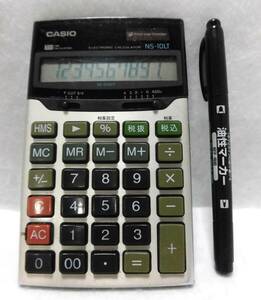 ★レトロ☆ZZZ★珍品「[送料370円] CASIO 税込み計算 電卓 NS-10LT 10桁 約14.5cm×8.5cm 動作OK カシオ」現状渡し