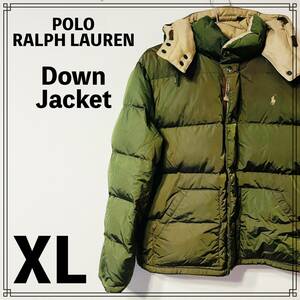 【極美品】POLO RALPH LAUREN Down Jacket XLサイズ OLIVE ポロラルフローレン ダウンジャケット