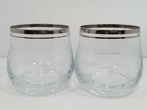 【送料無料!!】コップ ガラス 2客セット オールドグラス？ グラス 食器 2点セット 工芸品 工芸ガラス 