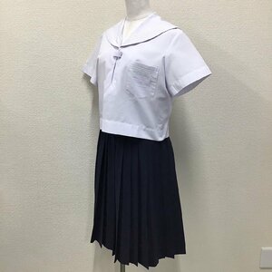 O839 (中古) 兵庫方面 校名不明 セーラー服 上下セット /L/W64/丈65/白3本ライン/松原屋/NIKKE/半袖/夏服/制服/女子学生/中学校/学生服