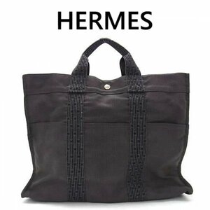 HERMES エルメス エールラインMM キャンバス トートバッグ グレー系 4122