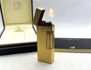 極美品 着火確認済 DUNHILL ダンヒル 金箔柄 ライター ゴールド ケース・小冊子付 D2-16