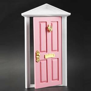 ミニチュア ドールハウス ドア おもちゃ コレクション 木製 フィギュア 【ピンク】 ZCL994