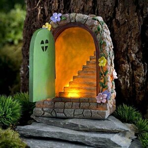 妖精のドア ガーデンライト オーナメント 太陽光置物 かわいい 庭 インテリア BQ262