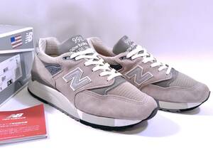 本物/廃番 NEW BALANCE 最高級 USA製 限定/超希少 M998 US8.5/26.5cm GRAY/グレー 新品同様の極美品/箱付 ニューバランス M995/M996/M997