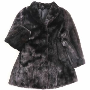 極美品●SAGA MINK サガミンク 本毛皮ショートコート ジャケット ブラック 毛質艶やか・柔らか◎