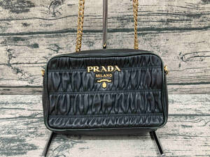 PRADA プラダ チェーンショルダー ギャザー バッグ ブラック