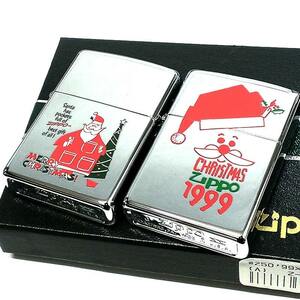 ZIPPO ライター 1点物 1999年製 クリスマス レア ジッポ 2個セット 絶版 サンタ ヴィンテージ X