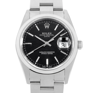 ロレックス オイスターパーペチュアル デイト 15200 ブラック バー K番 中古 メンズ 腕時計