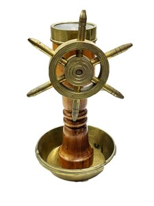 アンティーク　コレクション　レトロ　ヴィンテージ　マリンアイテム　灰皿　スモーカー　ゴールド　方位磁石