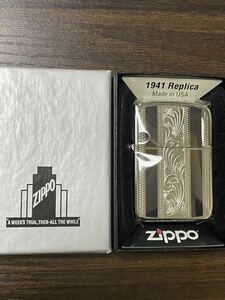 zippo 1941レプリカ アラベスク シルバー silver 前面特殊刻印 2012年製 シルバーインナー 同年代 2012年製 専用ケース 保証書