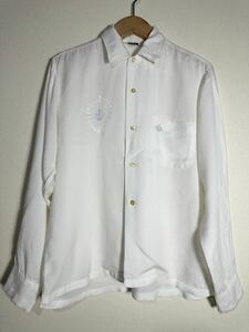 60s vintage PILGRIM rayon shirt ヴィンテージ ピルグリム レーヨンシャツ ホワイト オープンカラー 古着 刺繍
