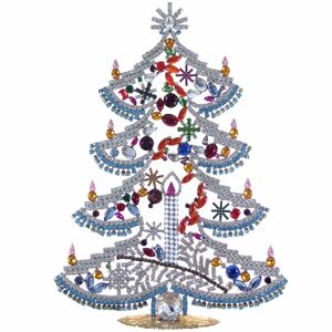 C6199◆ キャンドルデザイン入りの素敵なクリスマスツリーの置物 * 高さ約29.1㎝ ◆ チェコ ガラス ラインストーン ヴィンテージ ◆