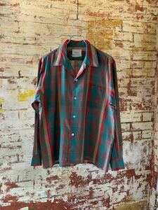 ~70s Braidburn PLAID OPEN COLLAR SHIRT ヴィンテージ ビンテージ チェックシャツ オープンカラーシャツ 開襟シャツ 60s 送料無料
