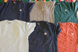 TS-PICK7 カーハート Carhartt ワンポイント ポケットTシャツ 無地￥1～US古着卸大量セット業者まとめ売り