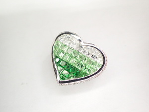 美品 K18(WG) グリーングロッシュラーガーネット計1.203ct ホワイトサファイア計0.764 ダイヤ計0.149ct デザイン ペンダントトップ