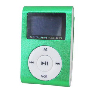 送料無料 MP3プレーヤー アルミ LCDスクリーン付き クリップ microSD式 MP3プレイヤー グリーンｘ１台