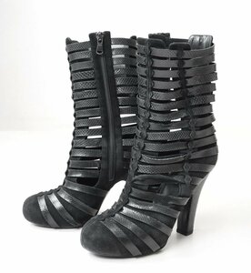 BOTTEGA VENETA ◆ レザー ヒール ショートブーツ 36 (約23cm) 黒 サイドジップ 靴 ボッテガヴェネタ ◆G1016