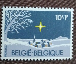 ベルギー　1982 クリスマス　1完　星　雪　景色　未使用糊あり