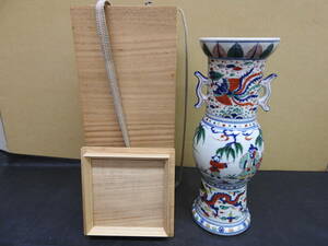 色絵花瓶　大明萬暦年製　保存箱　YH202