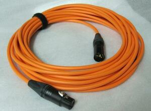 高品質カラーマイクケーブル　XLRオス/メス　10m　（オレンジ）　FMB10-O　ケーブルストラップ付き　