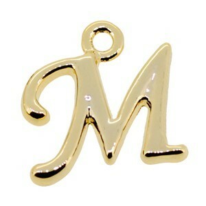アルファベット イニシャル チャーム Mの文字 ゴールドカラー メタルパーツ 16KG金メッキ