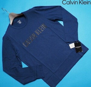 新品正規品 Calvin Klein カルバンクライン コットン100% 天竺 ロングTシャツ US:M JP:L 紺(C3I) NM1958