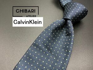 【超美品】CalvinKlein　カルバンクライン　ドット柄　ネクタイ　3本以上送料無料　ネイビー　0501254