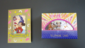 未使用 東京ディズニーランド テレホンカード 50度数×2枚 10周年記念 SHOWBASE 2000 ケース付き ミッキーマウス NTT テレカ