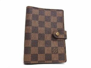 1円 ■美品■ LOUIS VUITTON ルイヴィトン R20700 ダミエ アジェンダPM 6穴式 手帳カバー スケジュール帳 ブラウン系 FB0113