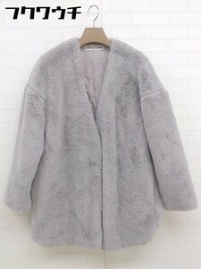 ■ natural couture NICE CLAUP 中綿 フェイクファー 長袖 コート サイズF パープル グレー系 レディース