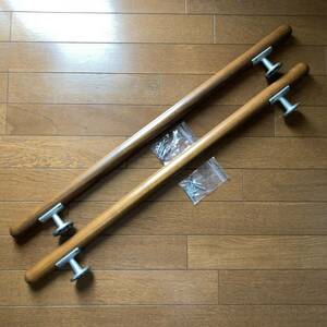 引取歓迎☆屋内用木製手すり(手摺) L80cm×D34mm×2本セット☆介護 階段 トイレ 脱衣室 玄関