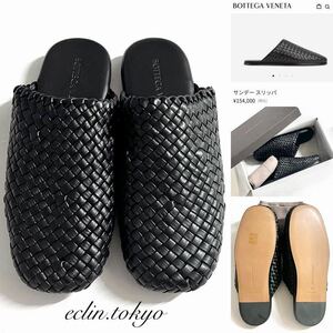 【E4075】新品未使用 新作 BOTTEGA VENETA《最高級イントレチャート編み》SUNDAY サンデー レザー サンダル 黒 NERO 42 国内定価¥154000