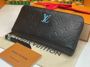 1円◇RFID.ICチップ.極美品◇LOUISVUITTON◇アンプラント◇ジッピーウォレット◇ルイヴィトン◇モノグラム◇ブラック＋ライトブルー◇