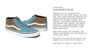 正規品 コラボSupreme×VANS《限定》シュプリーム／バンズSk8-Mid Blue US10(28cm) 2018SS crocodilecorduroy