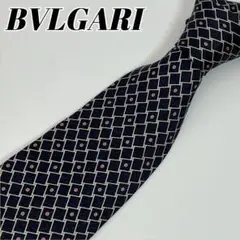 美品 BVLGARI ブルガリ ネクタイ ネイビー  ピンク 肉厚