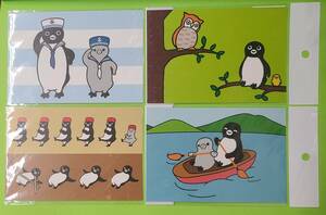 Suicaのペンギン ポストカード　4枚セット　水兵さんペンギン ハロー コサックダンスとリンボーダンス カヌーをこぐ　ペンコレ 