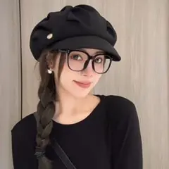 【人気】 帽子　韓国　キャスケット　黒　おしゃれ　シンプル