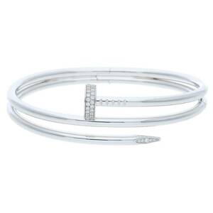 カルティエ Cartier JUSTE UN CLOU BRACELET DIA サイズ:18 K18WG2連ハーフダイヤブレスレット 中古 GZ11