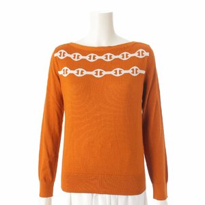 【エルメス】Hermes　20年 シェーヌダンクル カシミヤ×シルク 長袖 ニット トップス セーター オレンジ 34 【中古】【正規品保証】197896