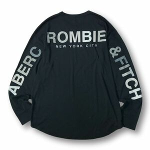 《良品◎》Abercrombie&Fitch アバクロンビー&フィッチ★ワンポイント*バックデザイン*Tシャツ*カットソー*ブラック*サイズL(MA6450)◆YP