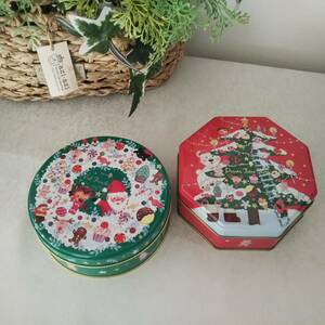 【メリーチョコレート　空き缶　２個セット】　サンタクロース　クリスマス　