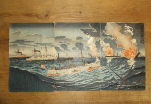 ◆戦争版画◆軍艦・吉野・高千穂・橋立・秋津洲・浪速・大日本海軍◆アンティーク