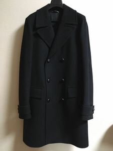 ディオールオム 15AW カシミア混 ダブル コート 44サイズ Pコート ブラック ウール dior homme クリスヴァンアッシュ